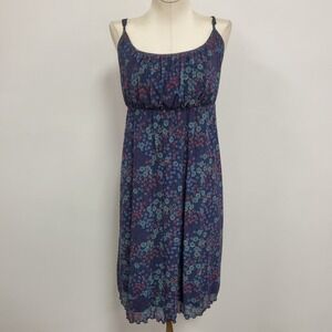 Takepride Womens Dark Floral Mesh Babydoll Fairy Dress Size XL Blue Milkmaid